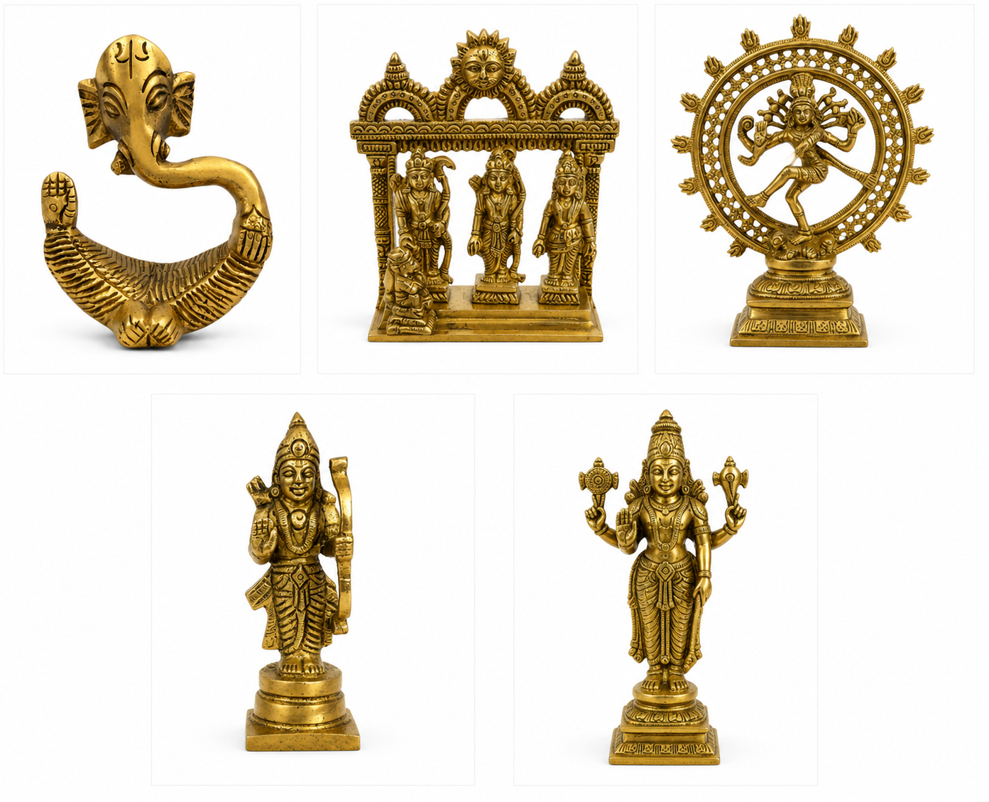 Handcrafted idols in warm studio light